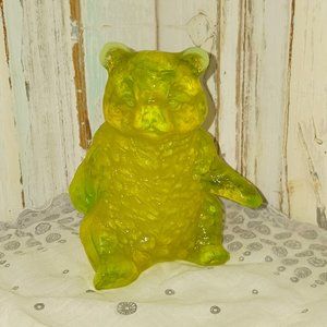 Mosser Opalescent Uranium Glass Sitting Bear